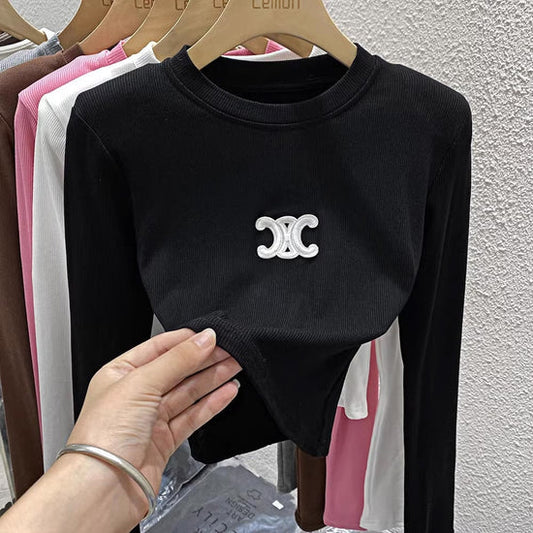 【tops】ラウンドネック長袖TシャツF7549