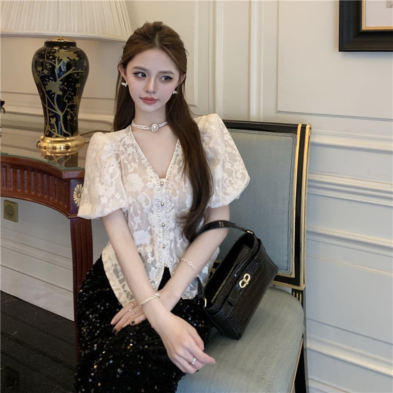 【tops】ダイヤモンドレースブラウスG21549