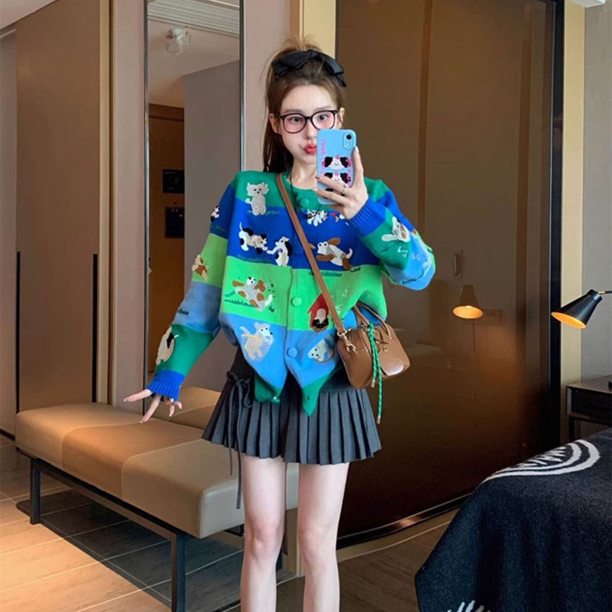 【outer】カートゥーンニットカーデ　M26289