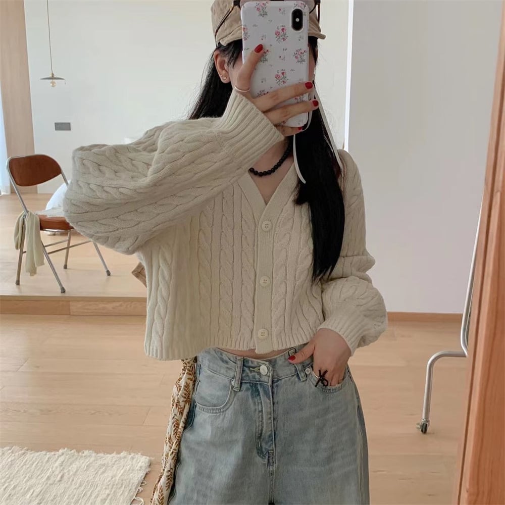 【outer】Vネックニットカーデ　M25968