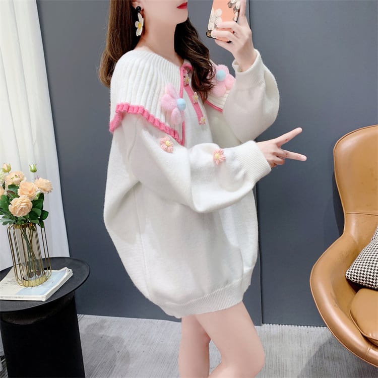 【tops】立体フラワーニットセーター　M28305