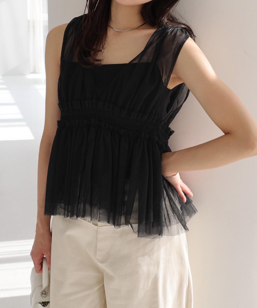 【tops】チュールノースリーブトップス　M29964