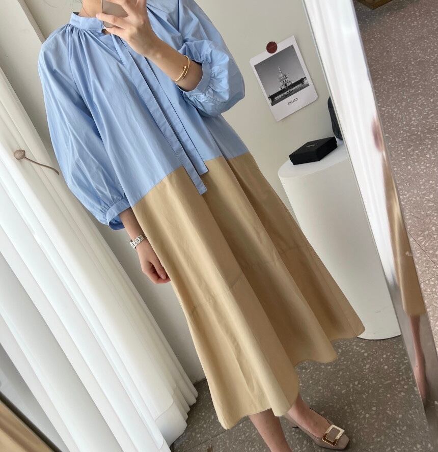 【dress】配色カジュアルワンピース　M18692