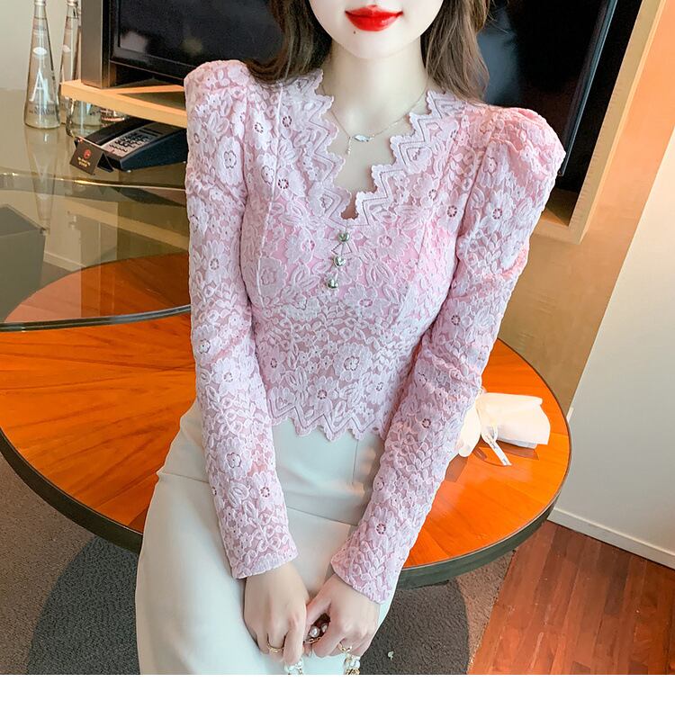 【tops】レースパフスリーブトップス　M18847