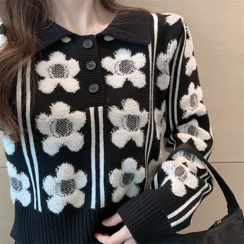 【tops】ジャカードニットセーター　M19032