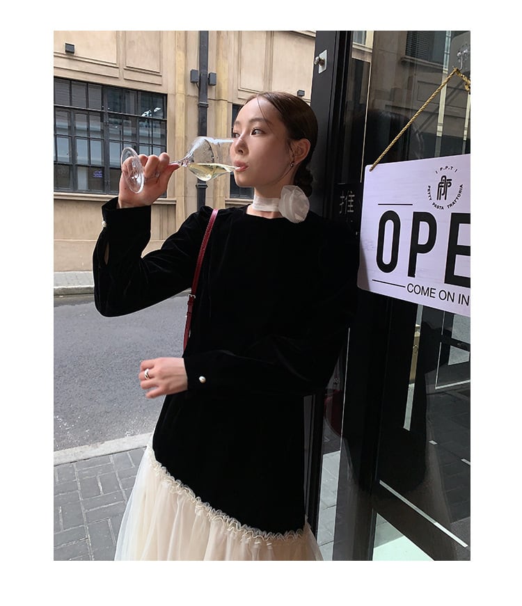 【dress】チュールドッキングワンピース　M26460