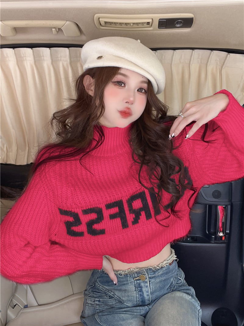 【tops】ハイネックニットトップス Q7177