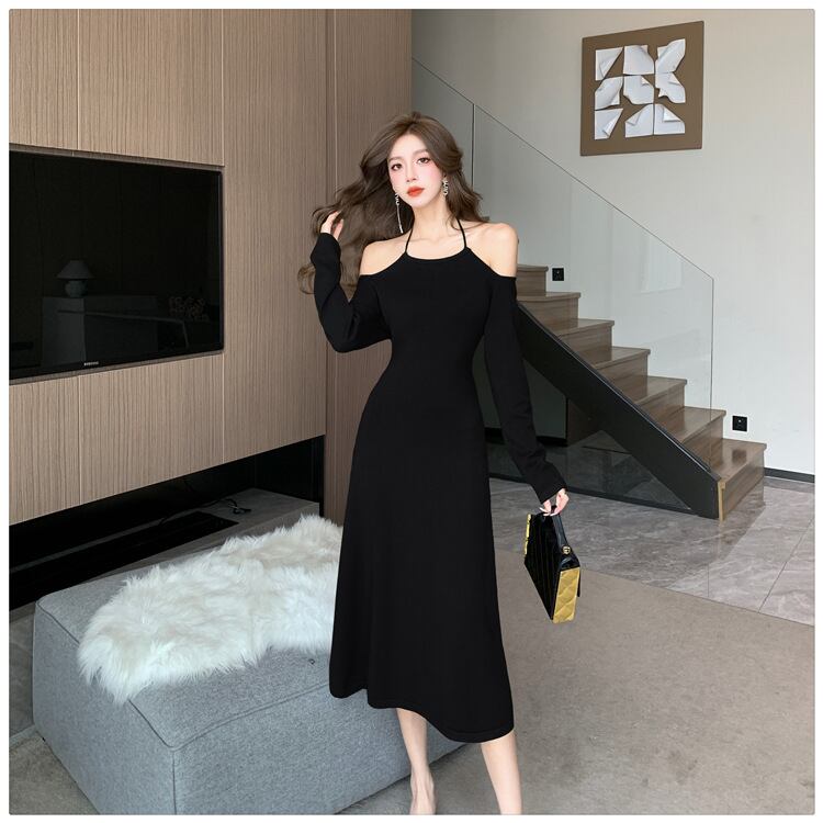 【dress】オフショルダーニットワンピース　M18760