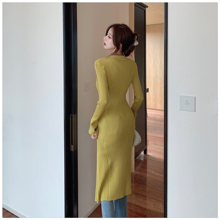 【dress】ボタンデザインニットワンピース　M28240