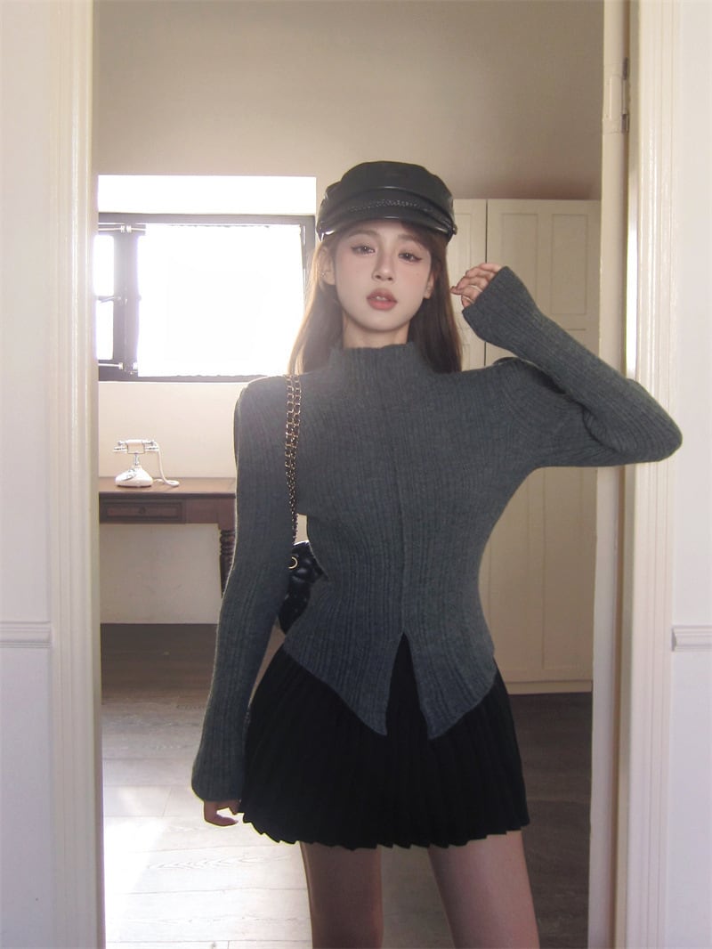 【tops】スリットニットトップス　M28577