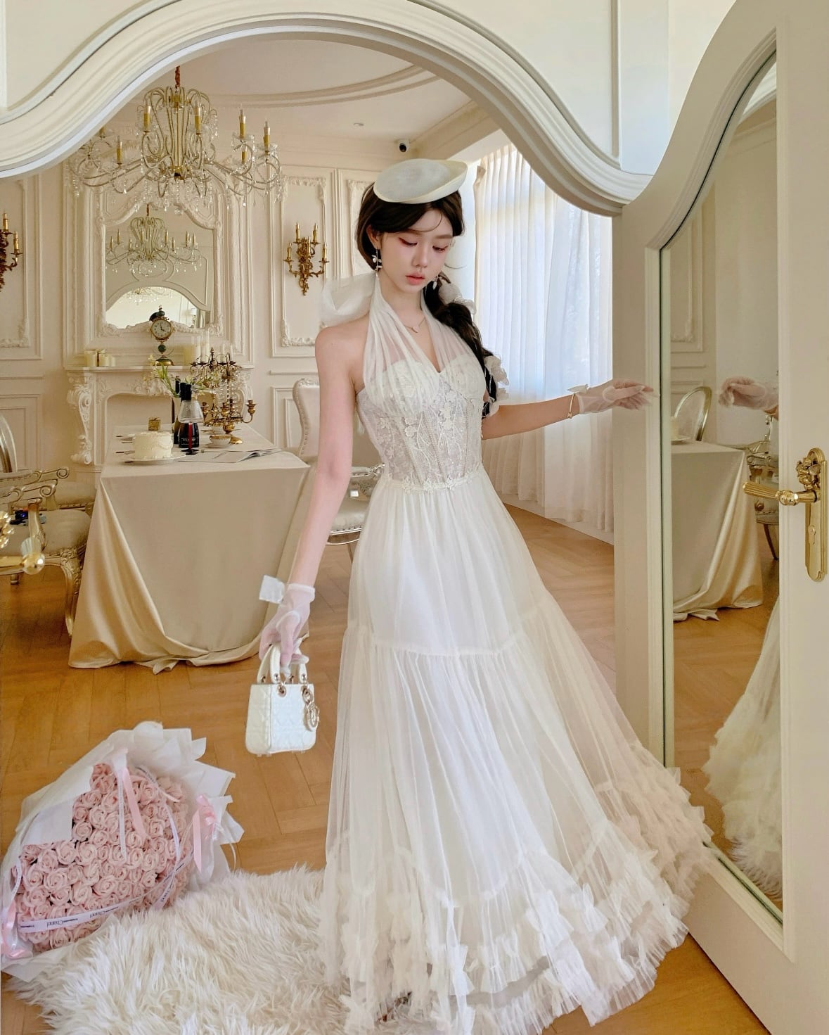 【dress】ホルターネックチュールワンピース　N3530