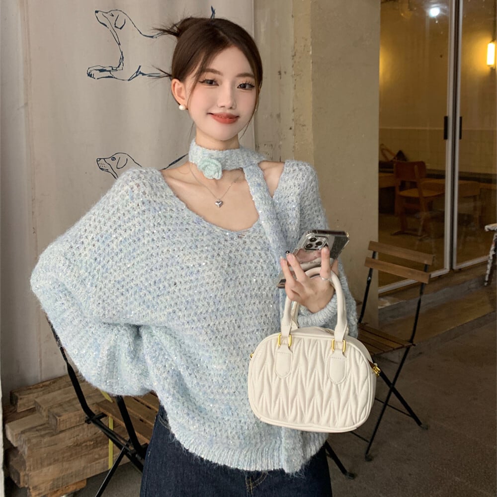 【tops】スパンコールニットセーター　M26024