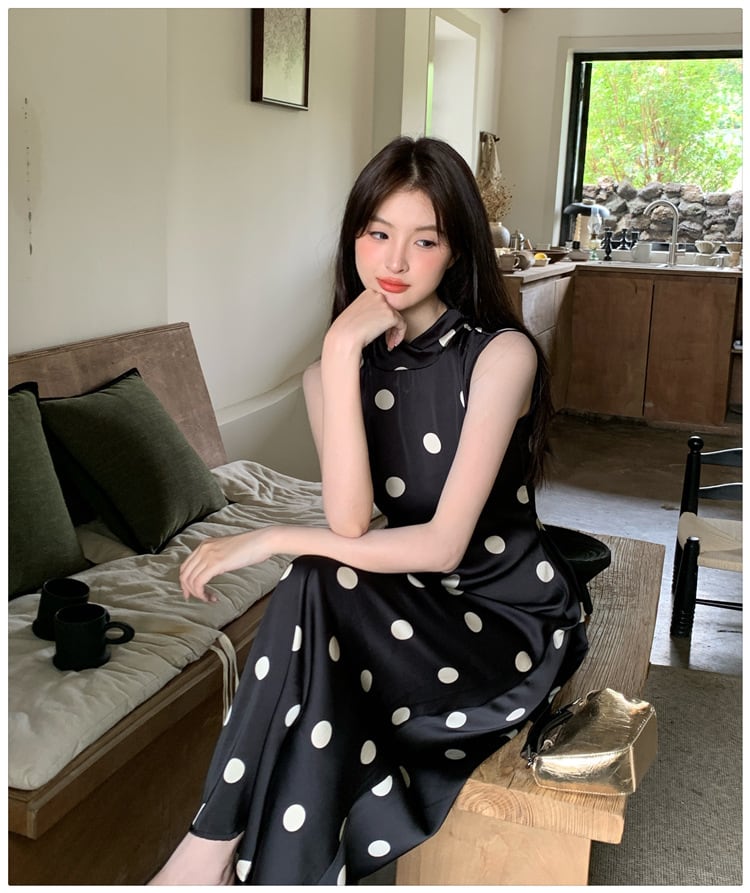 【dress】ノースリーブドット柄ワンピース　M24575