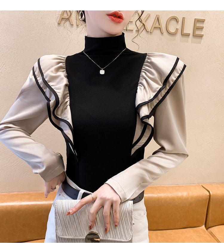 【tops】ハイネックフリルTシャツG20386