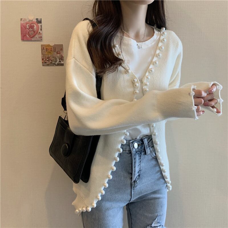 【outer】パールニットカーディガン　N2070