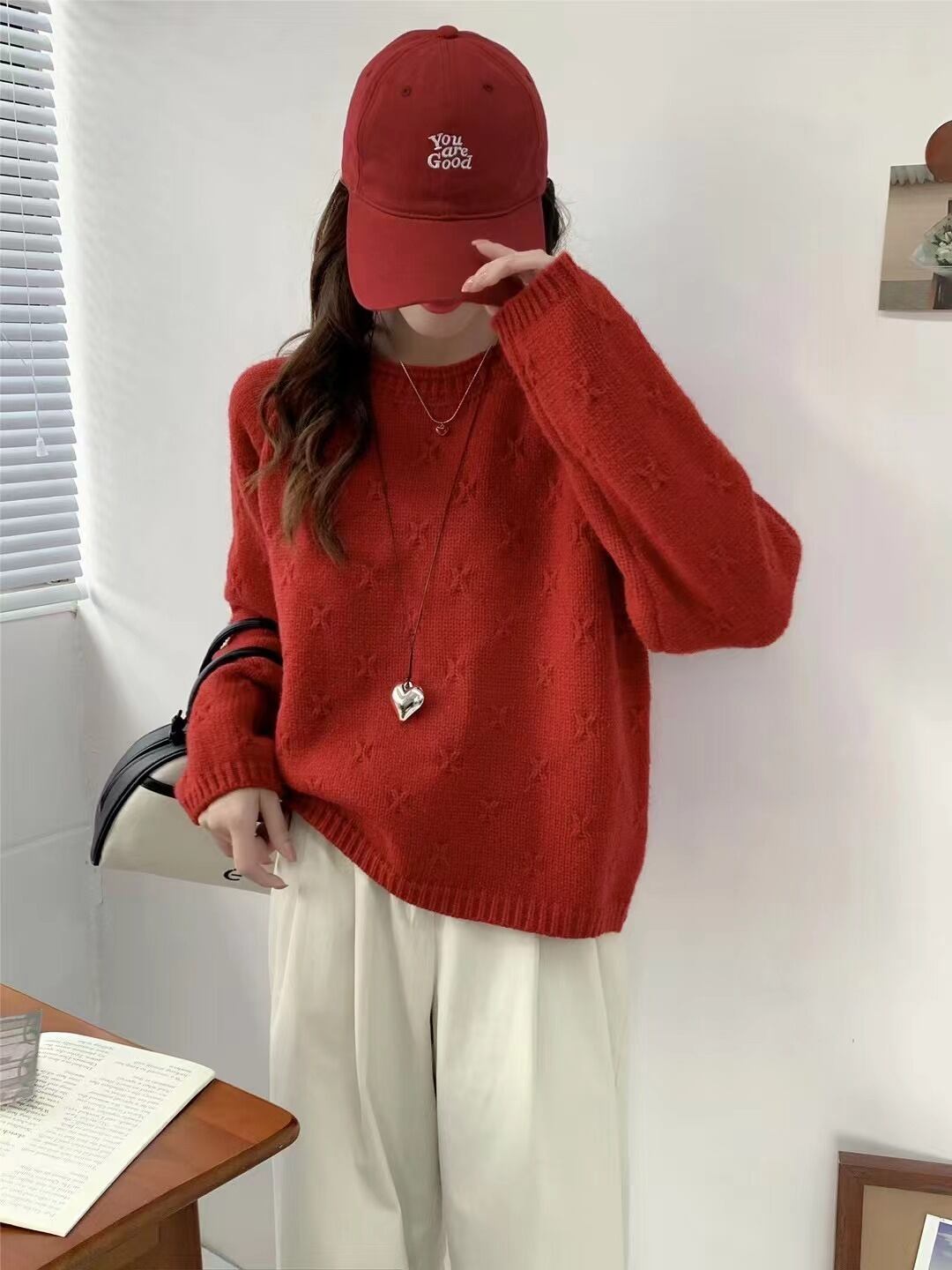 【tops】クルーネックニットセーター　M28609