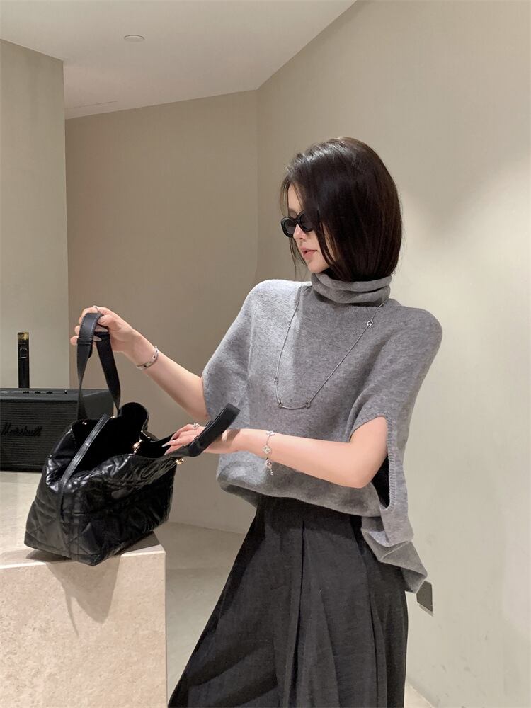 【tops】ハイネックニットケープ　M27049