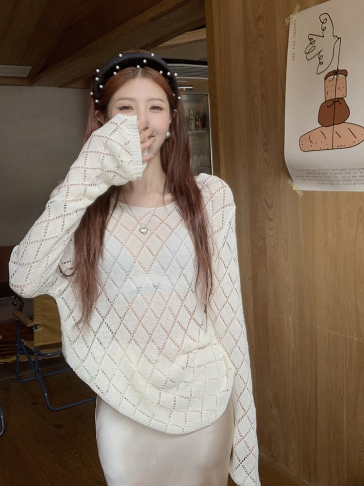 【tops】紫外線対策ニットトップス　M24280