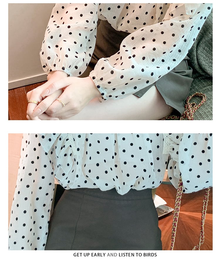 【tops】ドット柄シャツトップス　M28606