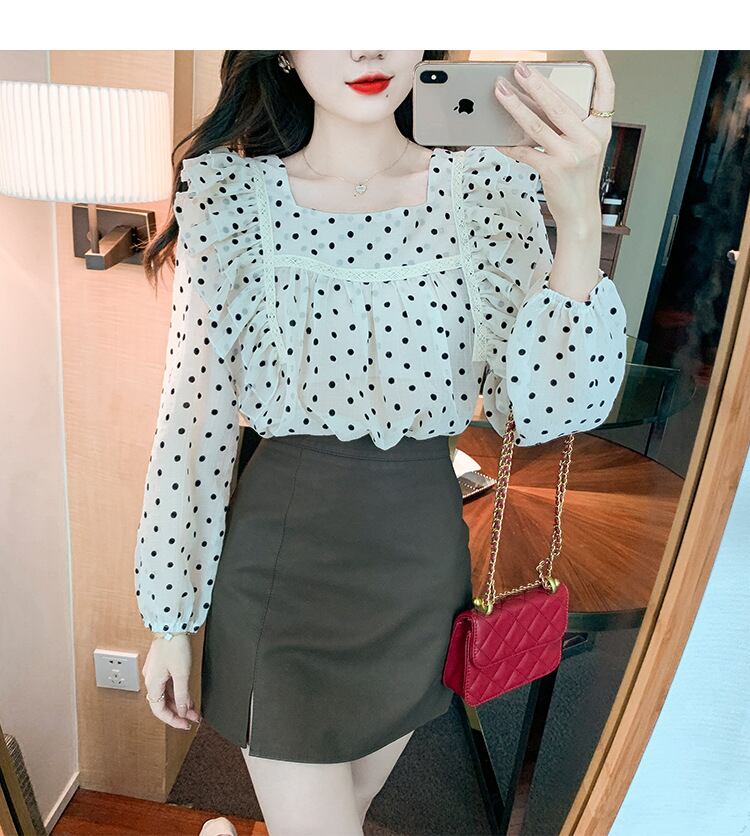 【tops】ドット柄シャツトップス　M28606