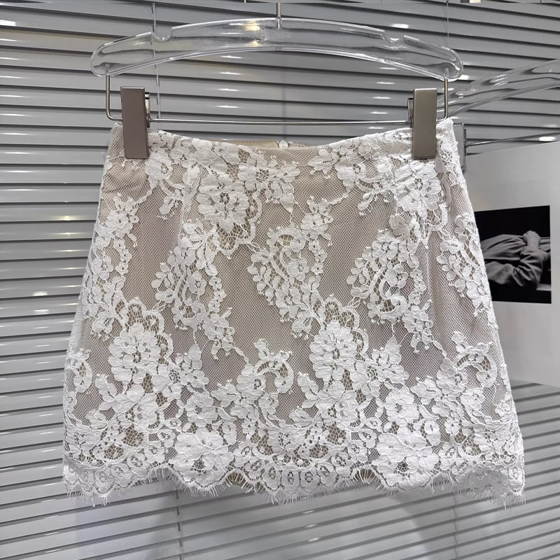 【set】レーストップス×ミニスカートセット Q7747