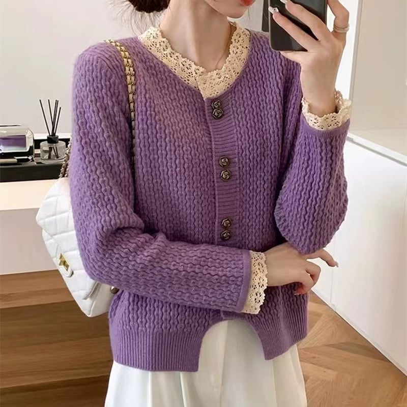 【outer】レースニットカーデ　M25919