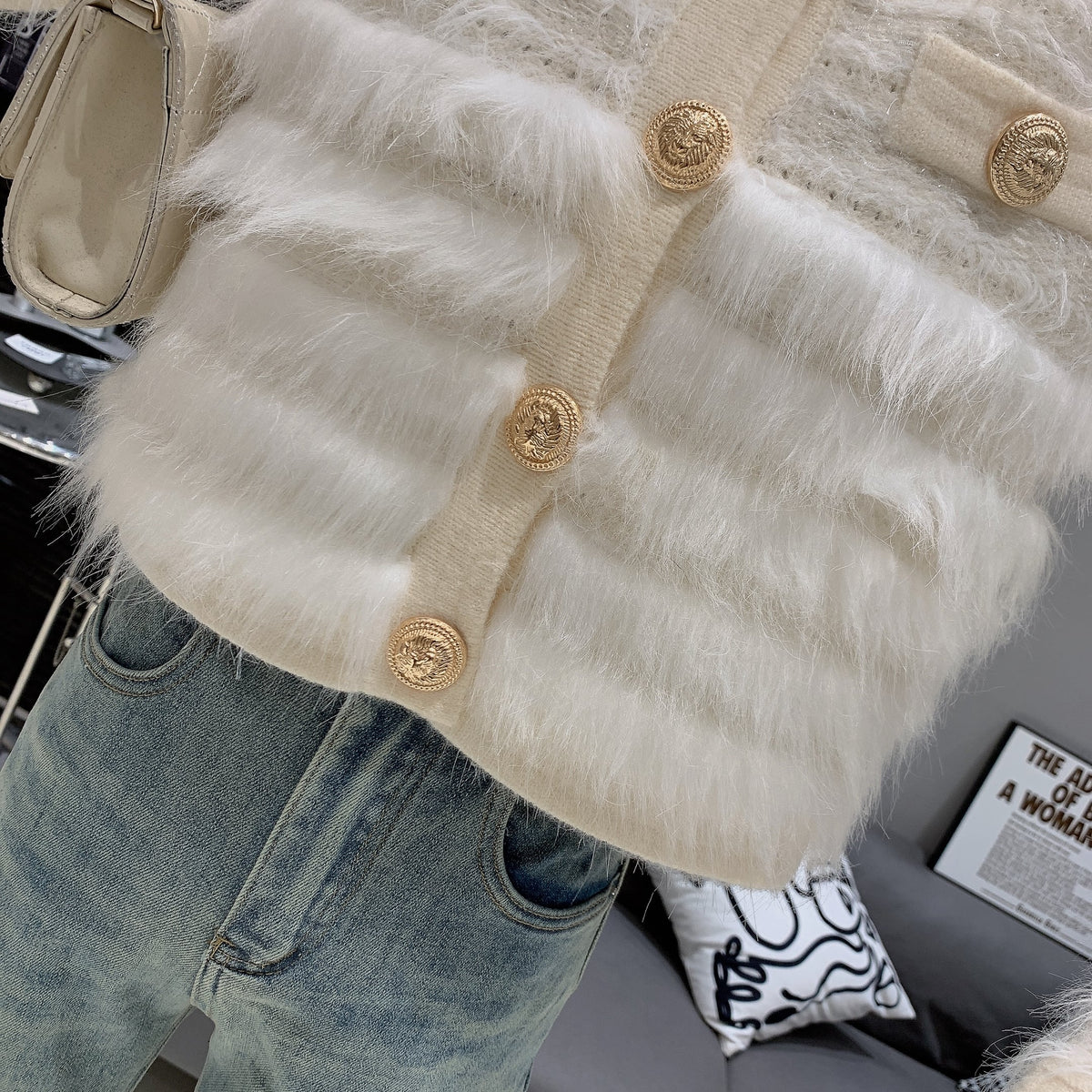 【outer】ファードッキングニットカーデ　M27607