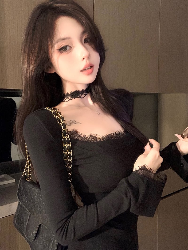 【dress】レース切り替えマーメイドワンピース　M28403