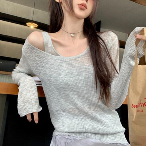 【tops】切り替え長袖Tシャツ　M29689