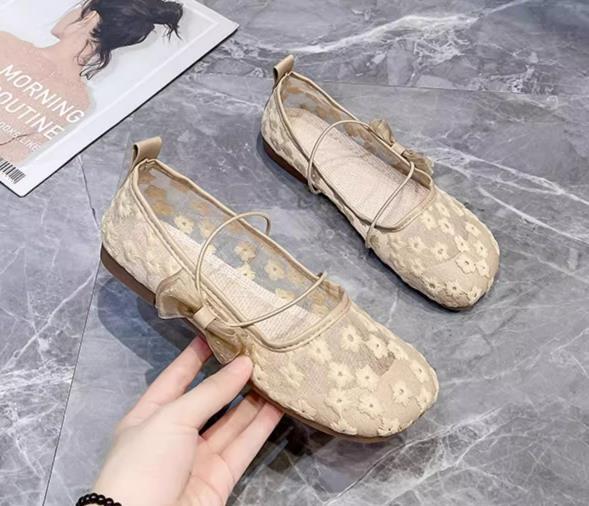 【shoes】3色レースフラットシューズF7473