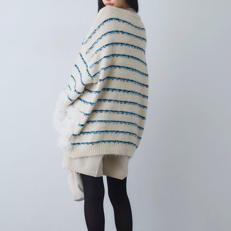 【outer】ファードッキングニットカーディガン Q7027