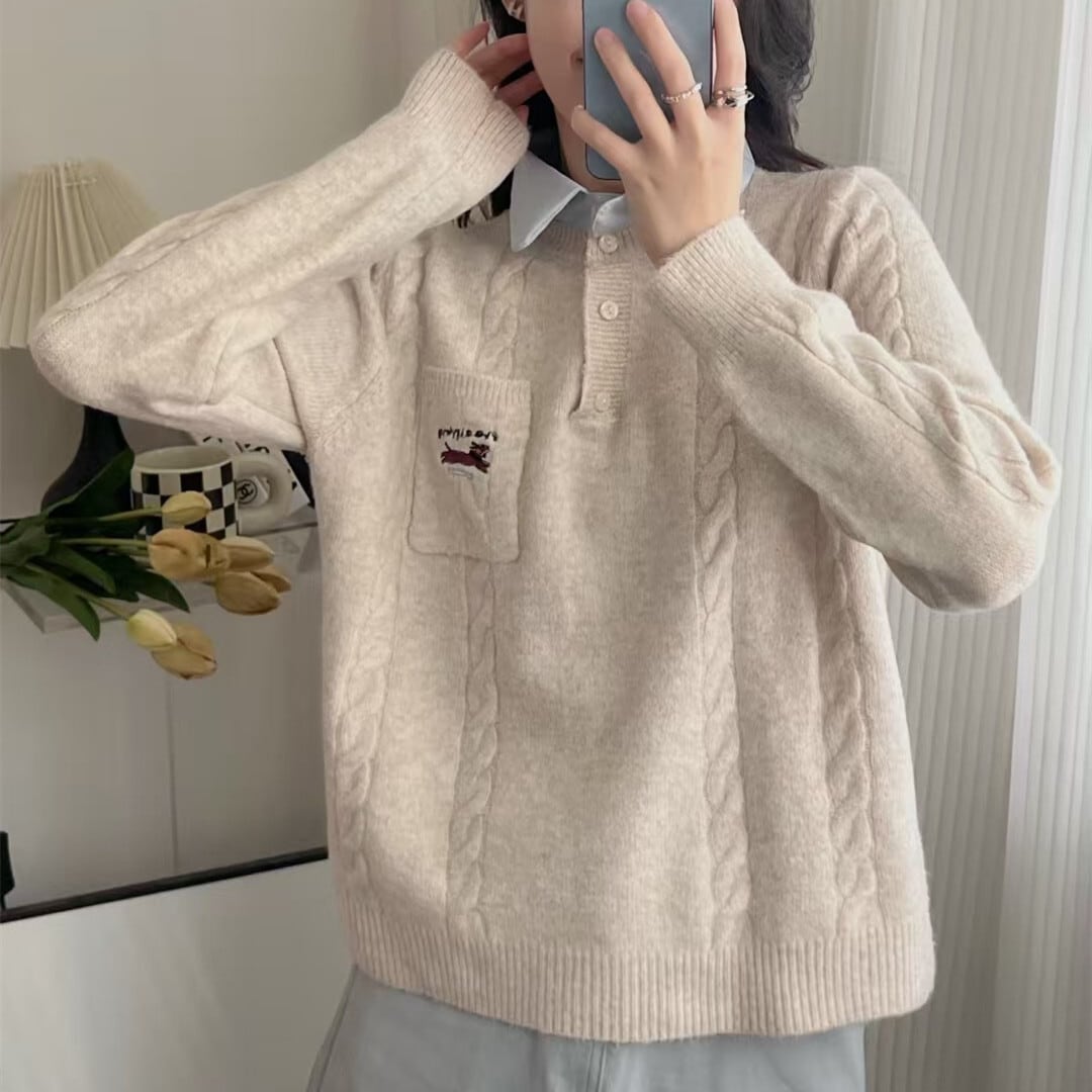 【tops】刺繍ニットセーター　M29046