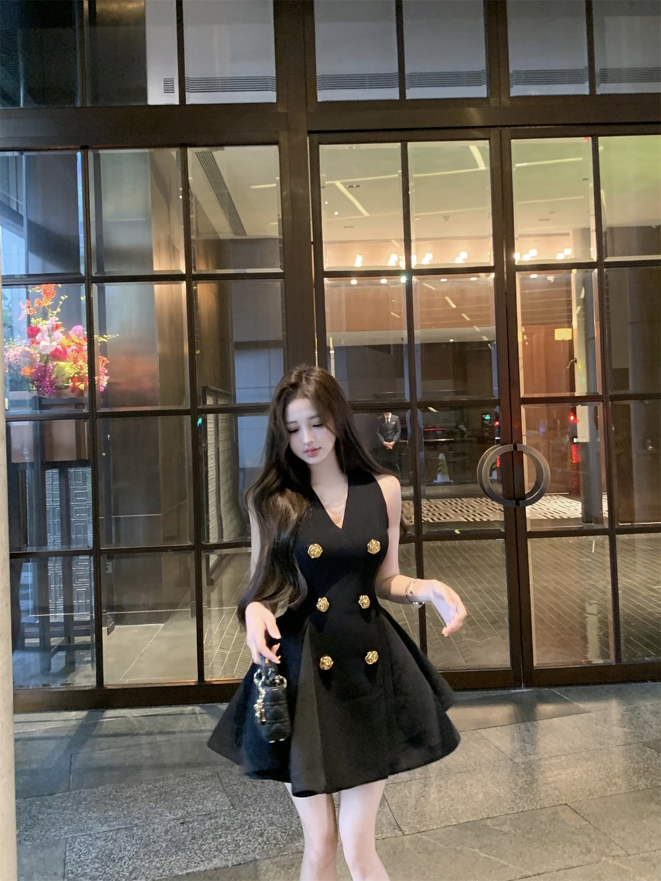 【dress】Vネックノースリーブワンピース　M29828