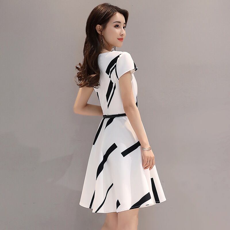 【dress】韓国風好感度UP!気質満点清新スウィートラウンドネックワンピース G0171