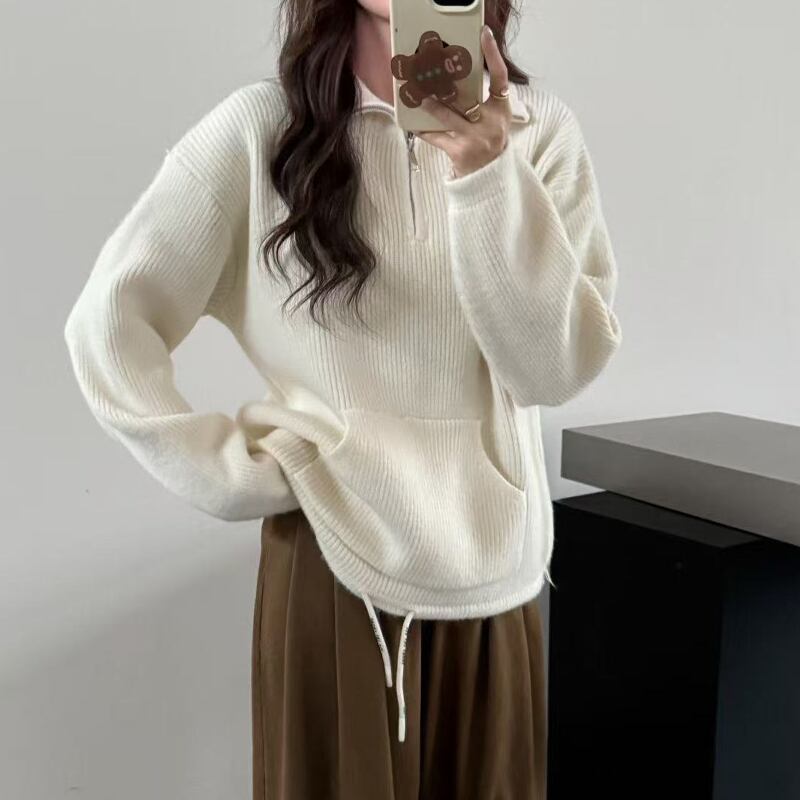 【tops】ポケット付きニットトップス Q7173