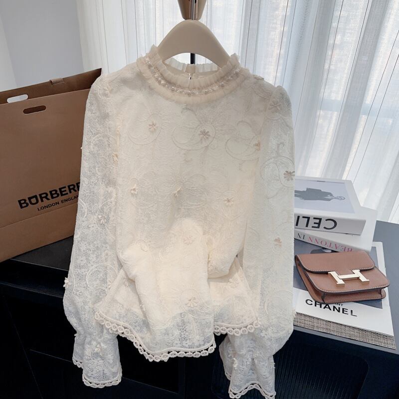 【tops】レース切り替えシャツトップス　M29115