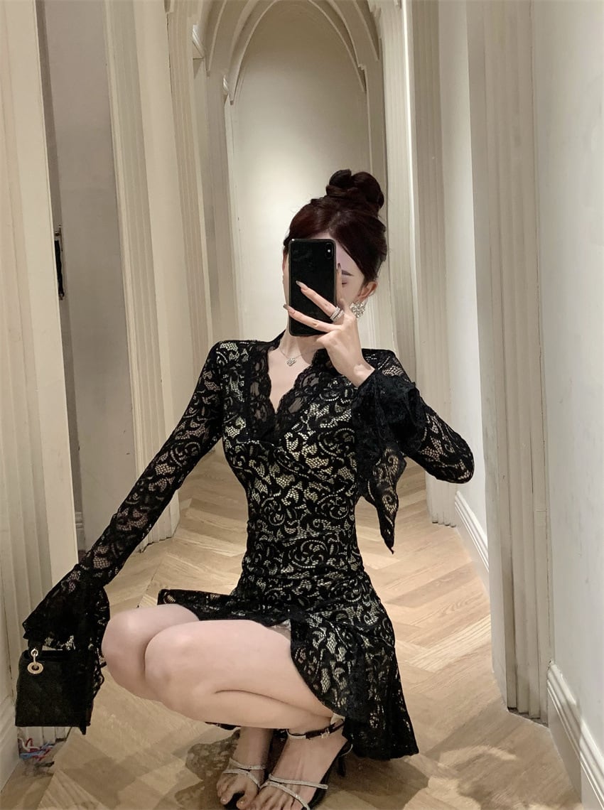 【dress】レースフリルワンピース　M26425