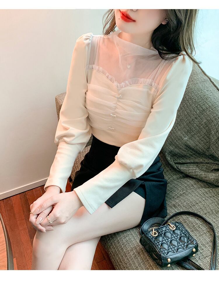 【tops】チュールコンビブラウス　M29369