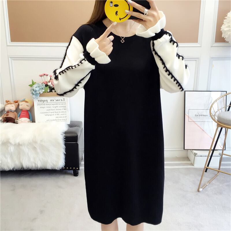 【dress】美人度アップ!気質満点スウィートスカラップスリーブ厚手ニットワンピース G3284