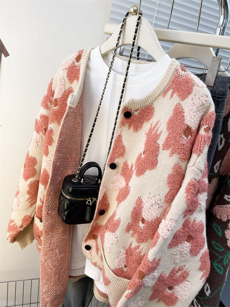 【outer】ジャカードニットカーデ　M28924