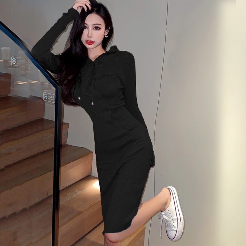 【dress】フード付きニットワンピース　M18131