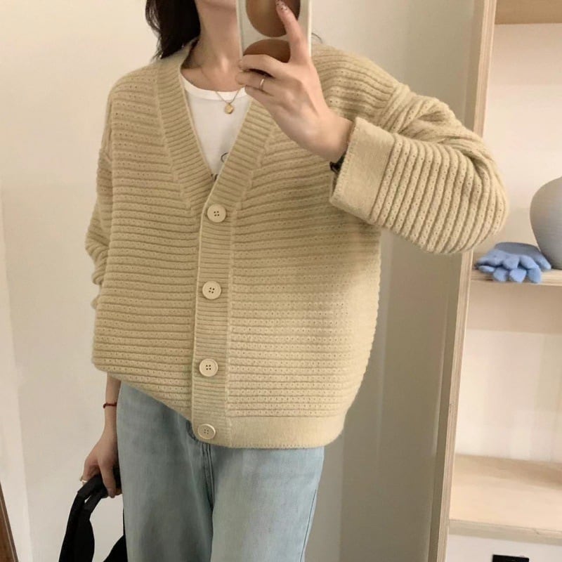 【outer】Vネックニットカーデ　M25863