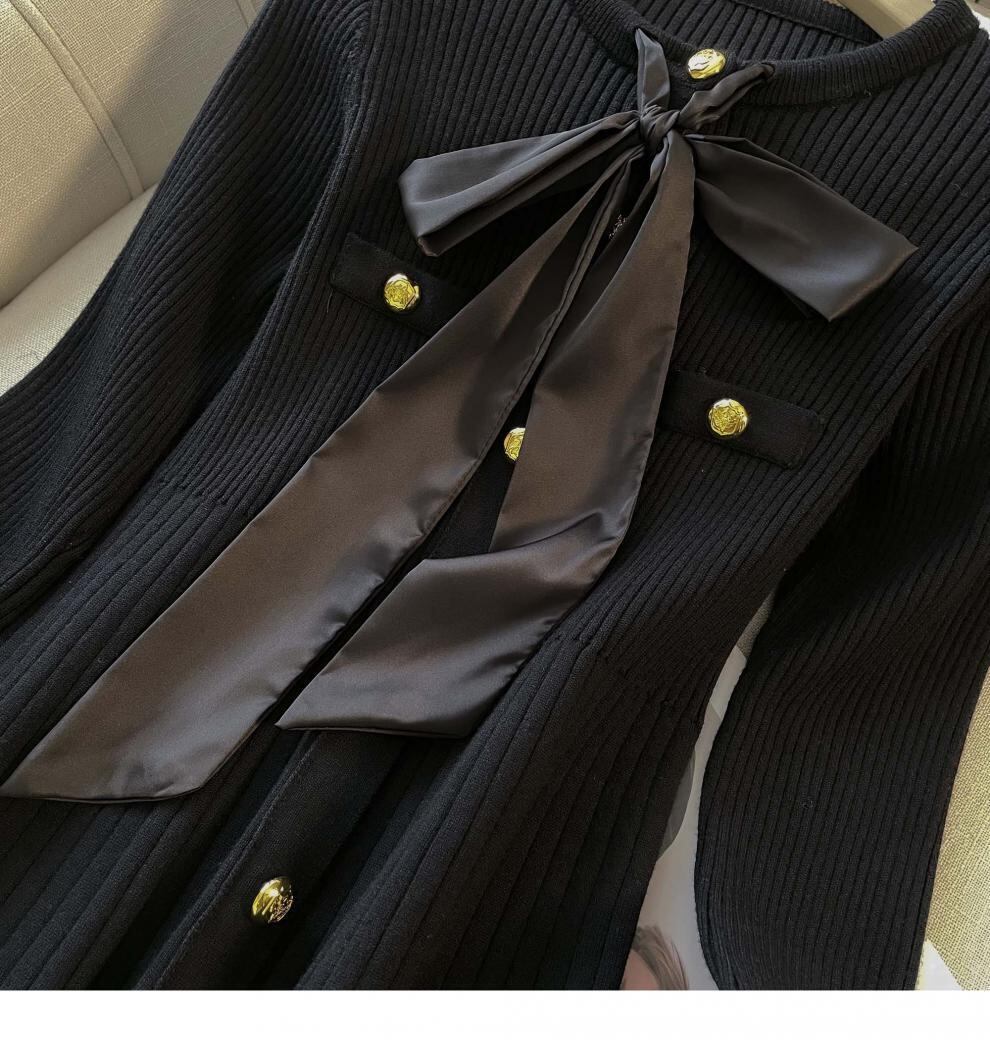 【dress】リボン付きニットワンピース　M18792