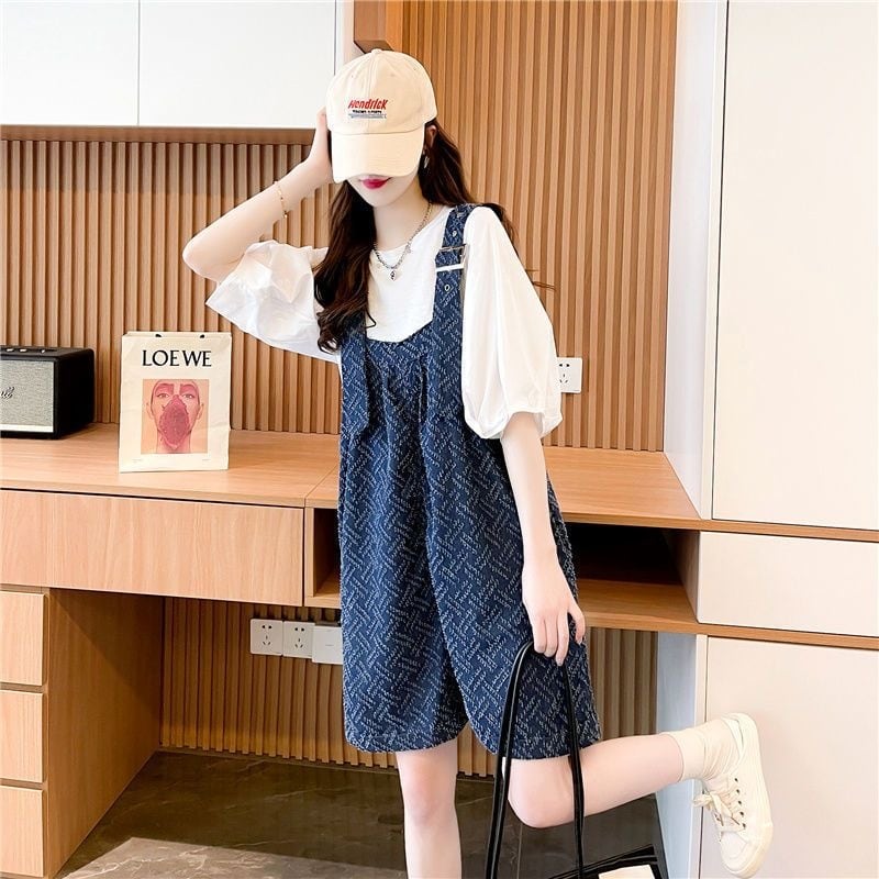 【set】無地Ｔシャツ+サロペット2点セットF7372