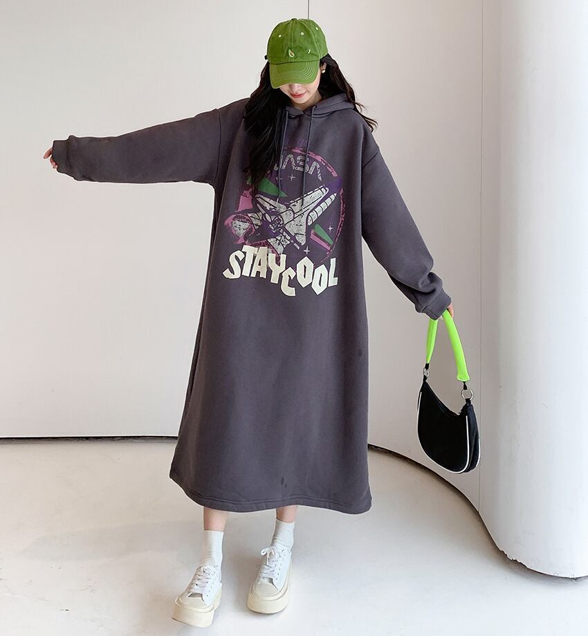 【dress】裹起毛パーカーワンピース　M18579