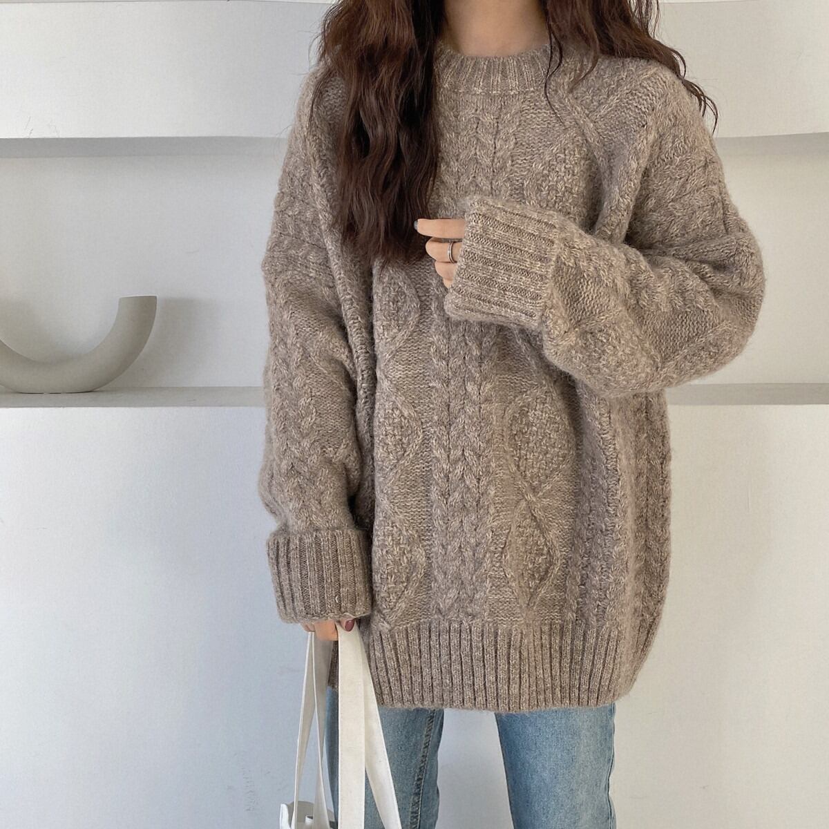 【tops】クルーネックニットセーター　M19014