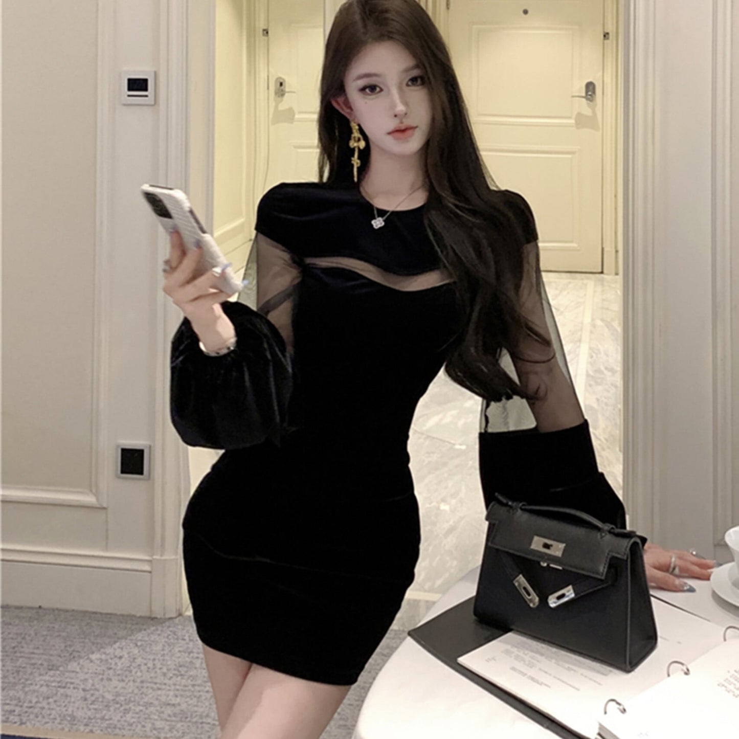 【dress】チュールドッキングミニワンピース　N2952