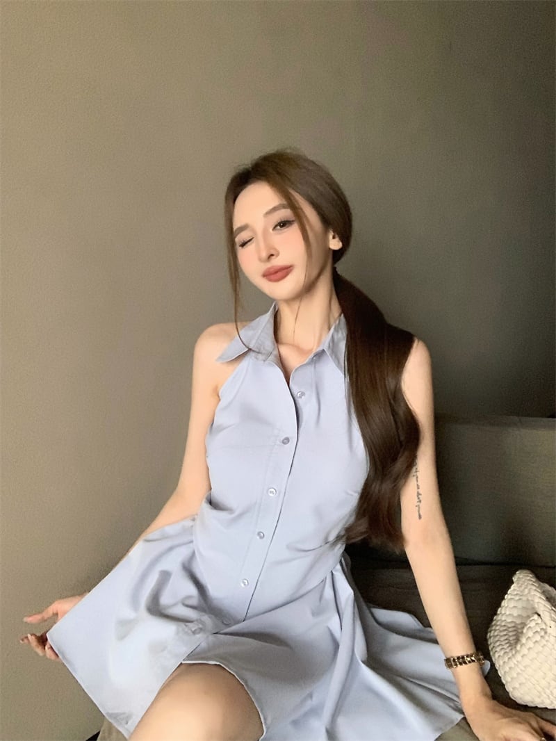 【dress】ノースリーブシャツワンピース　M24539