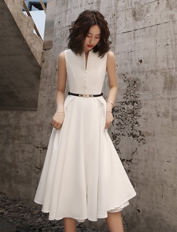 【dress】ノースリーブAラインフレアワンピース Q8438
