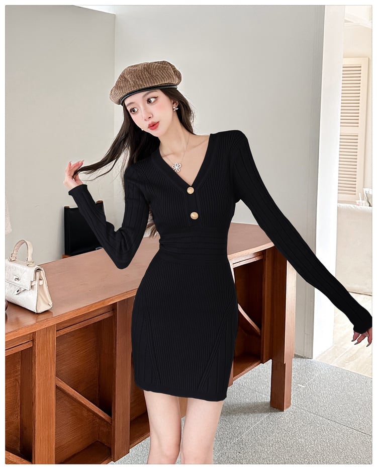 【dress】Vネックワンピース　M26043